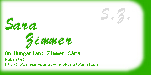 sara zimmer business card